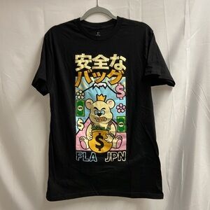 Franchise Los Angeles X Japan Art Short Sleeve Tee Top Black Bear Large NWOT